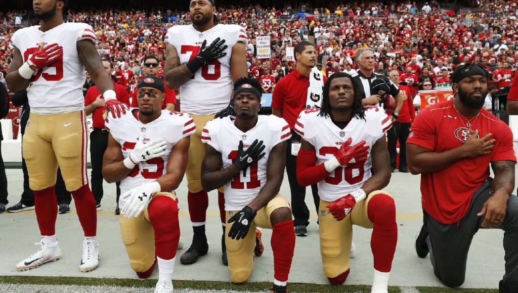 Some NFL players kneel during the National Anthem.
