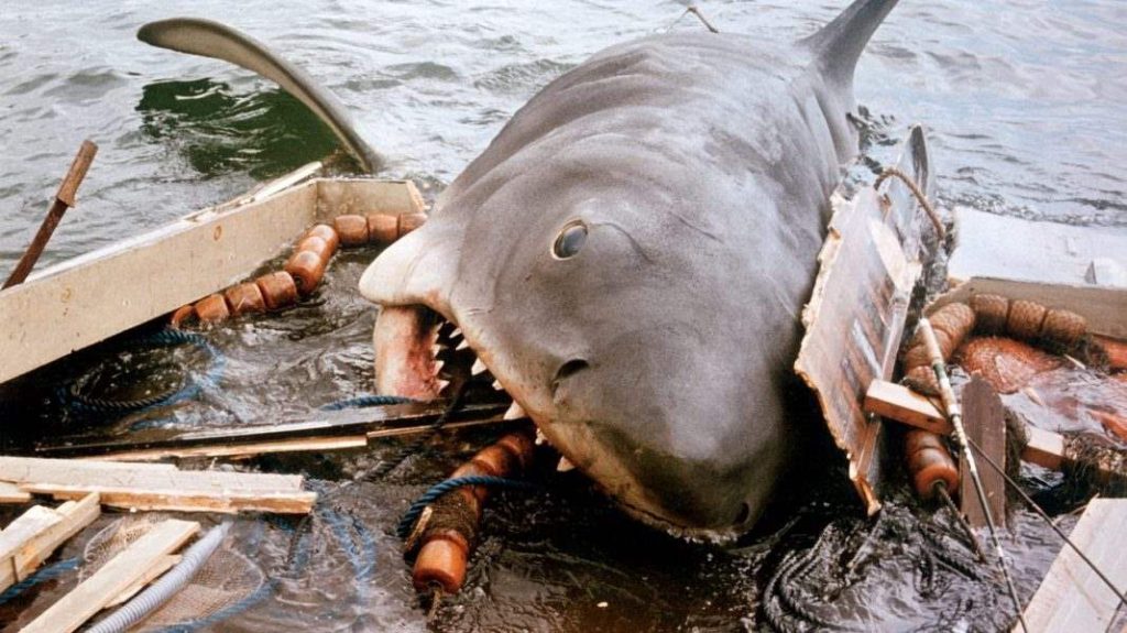 In Jaws the shark is so big that it eats the boat.