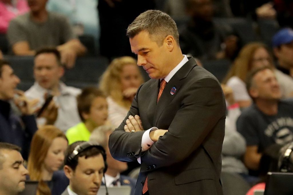 UVA Head Coach Tony Bennett contemplates why his team does not play well during March Madness